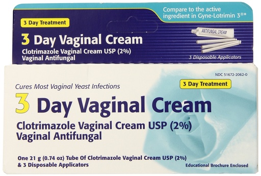 [BRSWIHL4AIBQ2CTM] Clotrimazole 3 Day Vaginal Cream 0.74 Oz, 3 dosages