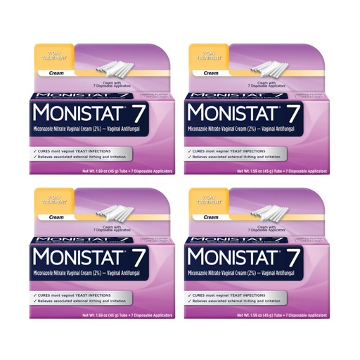 [BRSWIAIQAZ5RKHLI] Monistat 7 Vaginal Cream with Disposable Applicators, 1.59-Ounce Tube (Pack of 4)