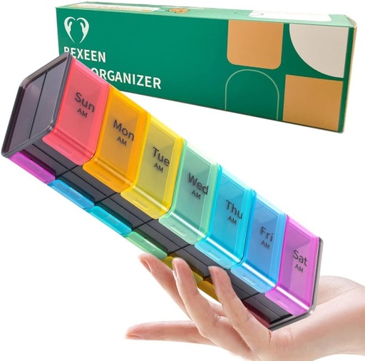 [BRSW2HYLDEMBUHLP] Organizador de comprimidos extra grande - Caixa de comprimidos XXL 7 Dia - Organizador de comprimidos semanal com AM PM grandes compartimentos Grande caixa de comprimidos para suplementos Jumbo Titular de comprimidos para vitaminas enorme medicina Organizador 2 vezes por dia