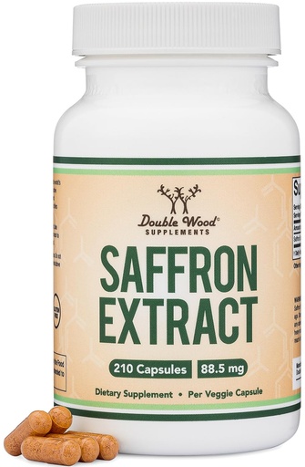 [BRSWYZY3AF5QICYU] Saffron Supplement for Focus - Saffron Extract 88.5mg Vegan Capsules (210 Count) – Supports Focus and Vision, Including Retina and Lens – Herbal Dietary Supplement by Double Wood