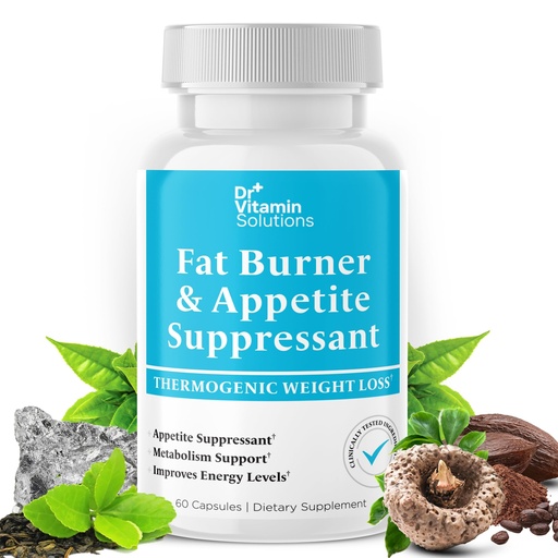 [BRSRAAT6CQPGACIY] Fat Burner for Women & Men - Appetite Suppressant for Weight Loss - Pills w/Metabolism Booster Thermogenic Weight Loss Supplement - Includes Chromium & Green Tea Extract - 60 Capsules