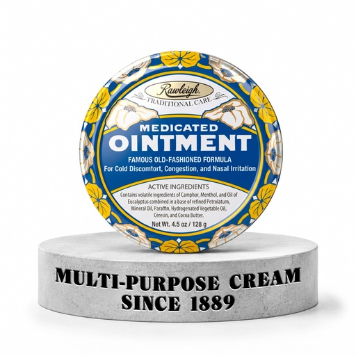 [BRSROEACAEHQAHYY] Rawleigh Medicated Ointment Blue Tin (4.5oz) (Pack of 1) Camphor, Menthol | & Eucalyptus. Heritage Chest Rub & Multi-Purpose Vapor Ointment for Adults & Kids. Cold, Congestion & Minor Aches Relief
