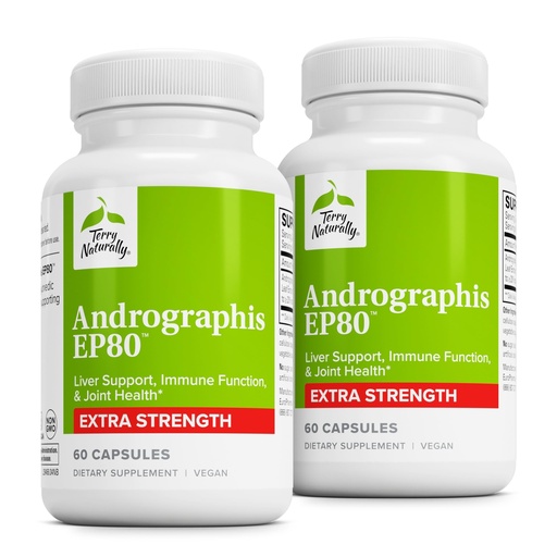 [BRSROEI2BYFQGCD5] Terry Naturally Andrographis EP80 Extra Strength - Brain Health & Immune Support - Joint Health Support to Aid Mobility - Adaptogen Supplement for Energy & Liver Support - 60 Capsules (Pack of 2)
