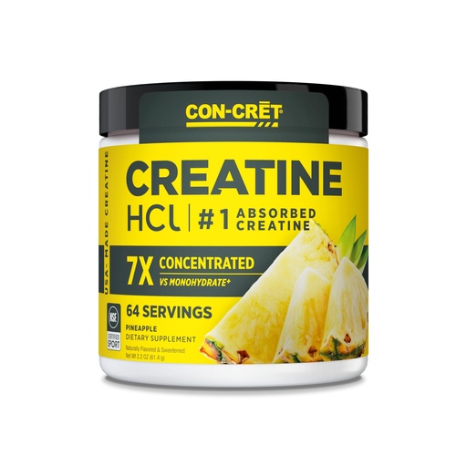 [BRSWK2YTCUOG2CDC] CON-CRET Creatine HCl Powder | Muscle, Cognitive, Cellular Energy Support | No Bloating or Cramps | USA Made & NSF Certified | Pineapple (64 Serving)