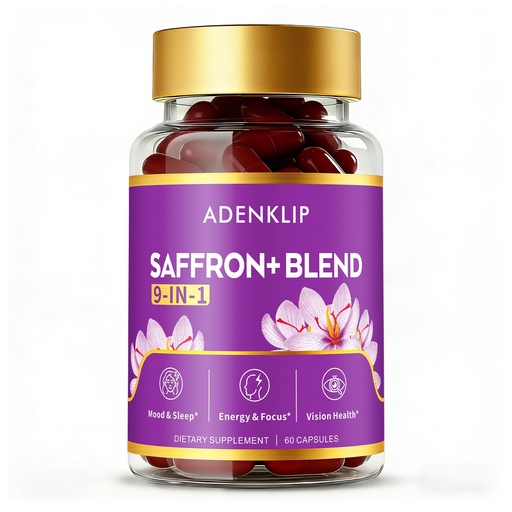 [BRSRECYPAF4GMEI3] Saffron Supplements – 9-in-1 Blend, Organic Saffron Extract with Ashwagandha, Magnesium Glycinate, L-Theanine, Turmeric & Passionflower for Mood, Focus & Energy Support - Non-GMO, 60 Capsules