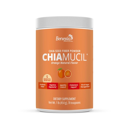 [BRSRGFI5BAFAECY6] Chiamucil Prebiotic Fiber Supplement Powder – Chia Fiber & Chicory Root (Inulin) for Digestive Health & Appetite Control – Gluten & Sugar Free, Vegan, Non-GMO, Orange - 35 Servings