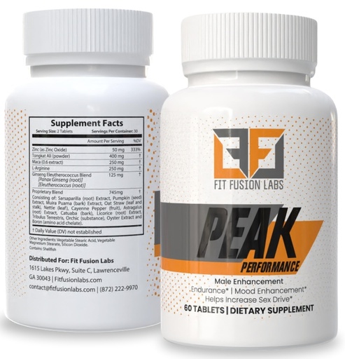 [BRSROHY7DIMWK3TH] Peak Performance Natural Male Enhancement & Energy Booster – Tongkat Ali, Maca, Zinc & Ginseng – Supports Stamina, Strength & Recovery – 60 Tablets