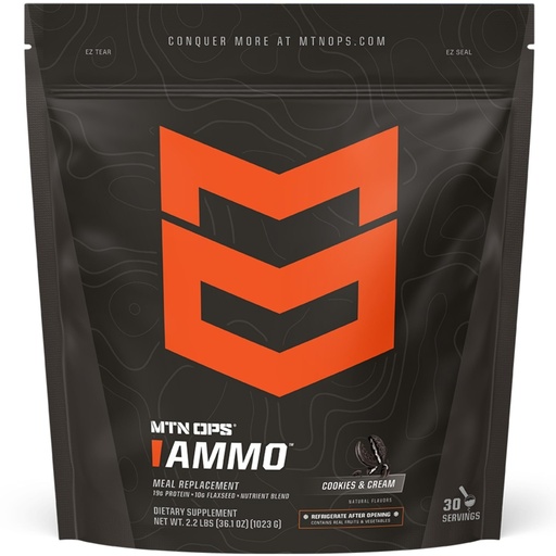 [BRSWGGALOR7BMGQ7] MTN OPS Ammo Meal Replacement Shake Powder – 19g Protein, 10g Flaxseed, 4.5g Whole Foods, Real Fruits & Vegetables – Daily Nutrition & On-the-Go Fuel, 30 Servings, Cookies & Cream