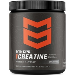 MTN OPS Micronized Creatine Monohydrate Powder – Unflavored 5 g per Serving, 50 Servings – Pure Creatine for Muscle Recovery & Strength Training