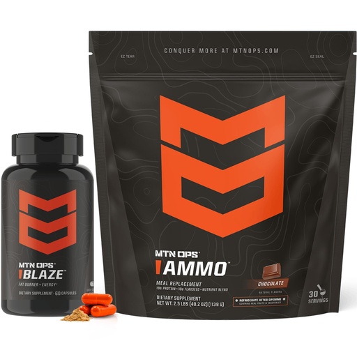 [BRSRGAA6DEFRA3T5] MTN OPS Blaze & Ammo Chocolate Bundle – Thermogenic Fat Burner + Lean Muscle Protein Stack