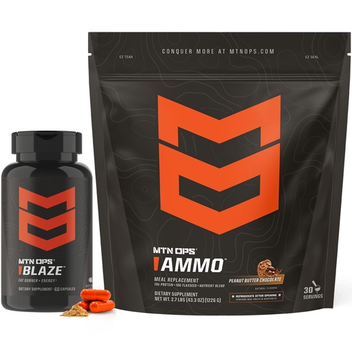 [BRSRGAA6DMPBS3TV] MTN OPS Blaze & Ammo Peanut Butter Chocolate Bundle – Thermogenic Fat Burner + Lean Muscle Protein Stack