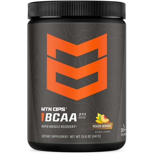 [BRSRMBL5C4PGC23P] MTN OPS BCAA Powder 2:1:1 Amino Acids Supplement Powder for Rapid Muscle Recovery & Repair with Zero Sugar & Gluten Free - 30 Servings, Peach Mango