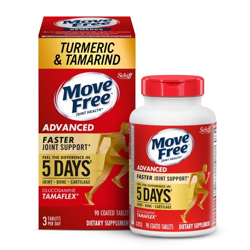 [BRSRABIOCV7REGT4] Move Free Advanced 5-Day Joint Support Supplement with Turmeric Curcumin & Tamarind (TamaFlex) Glucosamine, & Vitamin D3 for Joint Health, Bone Strength, Cartilage, and Knee Range of Motion. 90 Count