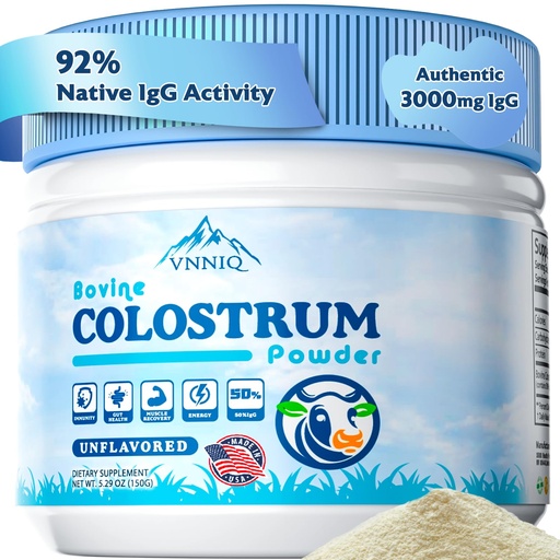 [BRSREHT3BEBGME3G] Bovine Colostrum Powder Supplements, 3000mg IgG, Grass-Fed Orgainc Freeze Dried Colostrum for Women & Men | Supports Gut Health, Hair Health, Immune Defense & Muscle Recovery, Unflavored, 50 Servings