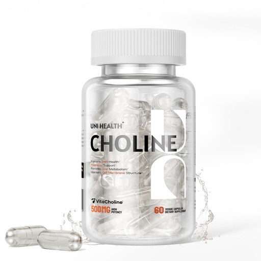 [BRSRECYZOIIAMETD] UniHealth® Choline 500 mg with VitaCholine®, 60-Day Supply, Liquid Vegan Capsules for Prenatal Choline Supplement, Brain Health, Cognitive Performance & Liver Support, Non-GMO, Gluten-Free, USA Made