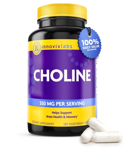 [BRSRAFDRDMCGEFL5] InnovixLabs Choline Supplement 550 mg, Pure Choline Bitartrate Brain Supplement for Memory and Focus, Supports Liver Function and Mental Clarity for Women and Men, Non-GMO, 50-Day Supply