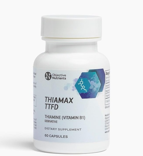 [BRSWY23RC57RUAI6] Objective Nutrients Thiamax Vitamin B1 (Thiamine TTFD), The Original, No Toxic Fillers, Supports Energy Metabolism, High Dose, Third Party Tested, All Active Ingredients 100mg, 60 Count