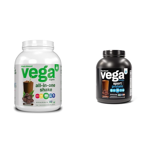[BRSROBQEBMJRSFI6] Vega Organic All-in-One Vegan Protein Powder, Chocolate - Superfood Ingredients, Vitamins & Sport Premium Vegan Protein Powder Chocolate(45 Servings) 30g Plant Based Protein,5g BCAAs