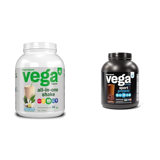 [BRSROBQEBB5QAFA4] Vega Organic All-in-One Vegan Protein Powder, Chocolate - Superfood Ingredients, Vitamins & Sport Premium Vegan Protein Powder Chocolate(45 Servings) 30g Plant Based Protein,5g BCAAs