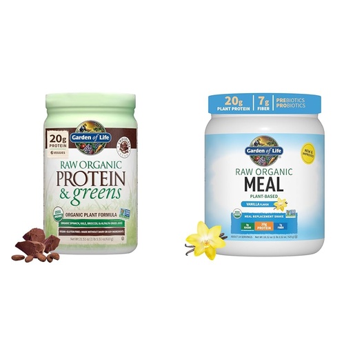 [BRSROCYOBUOQOCT7] Garden of Life, Powder Protein Greens Chocolate Organic, 22 Ounce & Vegan Protein Powder - Raw Organic Meal Replacement Shakes - Vanilla - Pea Protein