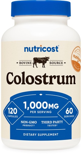 [BRSWKHD6PIBRW334] Nutricost Colostrum 1000mg, 120 Capsules - Gluten Free & GMO Free, 60 Servings