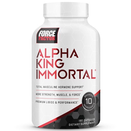 [BRSWGAQ2CMMAMGYV] Force Factor Alpha King Immortal Total Hormone Support Testosterone Booster for Men with Fenugreek Seed, Reduce Estrogen, Build Muscle, Improve Strength & Enhance Performance, 180 Capsules