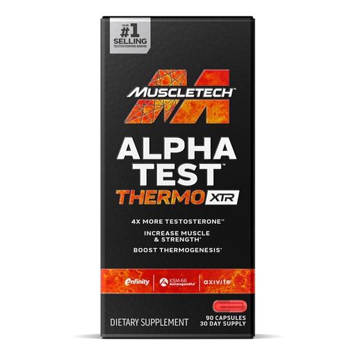 [BRSROCAQBEOQACDO] AlphaTest Thermo XTR | MuscleTech | Thermogenic Testosterone Booster| Muscle & Strength Builder for Men | Workout Supplement | 90 Capsules | 30 Servings