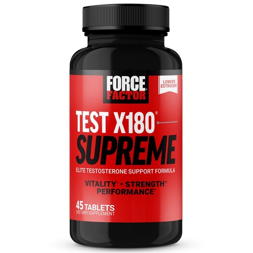 [BRSWYZL2BV7GY3A3] Force Factor Test X180 Supreme, Men’s Testosterone Support Supplement to Enhance Performance, Lower Estrogen, Support Muscle and Strength, and Boost Male Vitality, 45 Tablets