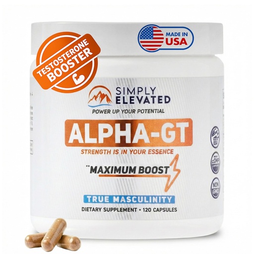 [BRSRAAQKDEJQYYA7] Simply Elevated Alpha-GT - 14-in-1 Male Enhancing Supplement, Testosterone Booster for Men with Ashwagandha, Tongkat Ali, Tribulus & Fenugreek, Supports Masculine Energy, Drive & Confidence, 2500 mg