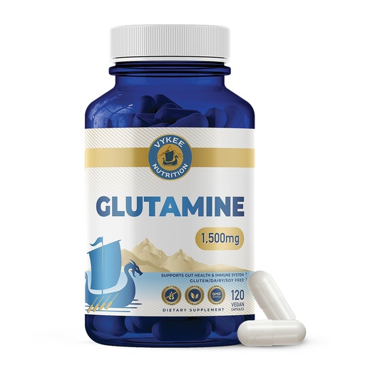 [BRSRAAAZCICQIG36] Vykee Nutrition L-Glutamine Capsules - Supplements for Muscle Recovery, Gut Health and Immune Support - Vegan, Non-GMO, Gluten-Free - 1500 mg, 120 Count
