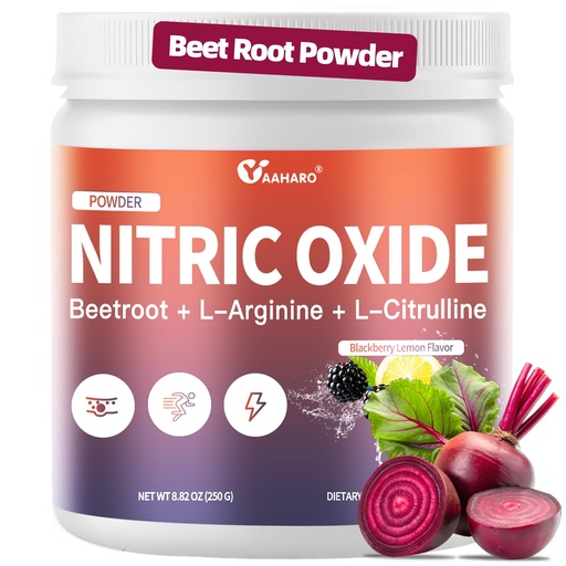 [BRSRACQPBMHBO3LH] Nitric Oxide Supplement - Beet Root Powder with L-Citrulline & L-Arginine, Nitric Oxide Supplements for Men Women with Beetroot, Supports Energy, Heart Health, BlackBerry Lemon Flavor, 35-Day Supply