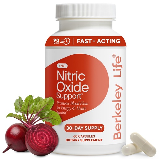 [BRSWG2YBOEARQHYY] Berkeley Life Nitric Oxide Support Supplement - Nitric Oxide Booster for Men & Women - Blood Flow & Circulation with Beet Root Powder to Support Energy, Heart Health & Healthy Blood Pressure- 60 Count