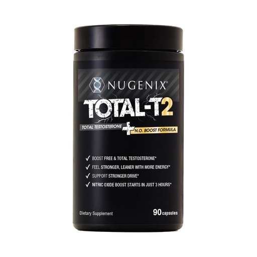 [BRSRE2YYBUOR63LX] Nugenix Total-T2 - Testosterone Booster and Nitric Oxide Booster for Men, Tesnor, S7, ElevATP, Tongkat, Citrulline, Nitric Oxide and Testosterone Supplement for Men (90 Count)