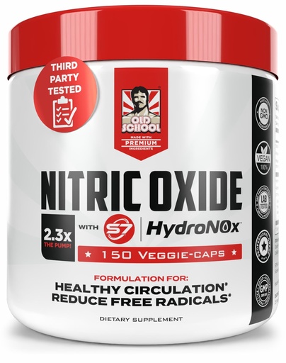 [BRSRAHABOACWKFY4] Old School Labs Nitric Oxide Booster for Men & Women, Pre-Workout Supplement with HydroNOx™ Citrulline HCl & S7® Blend for Enhanced Blood Circulation, Muscle Pump & Endurance - 150 Vegan Capsules
