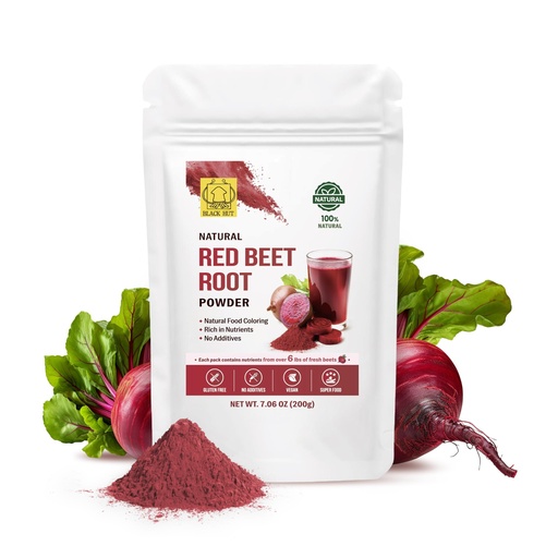 [BRSREZIFCN7BQCAY] Black Hut Organic Beet Root Powder, Natural Pre Workout Plant Energy for Endurance & Vitality, Pure Beetroot Superfood Powder for Juice, Smoothies & Shakes, Non-GMO, Vegan (7.06 Oz)