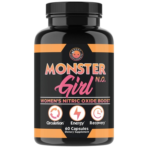 [BRSWYGT5A4PQ43L2] Angry Supplements Monster Girl N.O. Women’s Energy Booster, Increase Circulation, Powerful Workouts & Quick Recovery w. L-Arginine & L-Citrulline (1-Pack, 60ct)