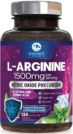 [BRSRAAQDBMJWC3TG] L-Arginine Complex - Extra Strength Nitric Oxide Booster Supplement - Premium Energy Blend for Natural Heart Health & Muscle Support - Non-GMO, Made for Men & Women, Bottled USA - 120 Capsules
