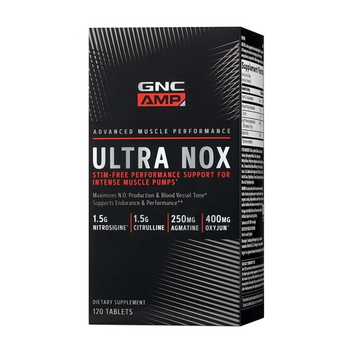 [BRSWGEAZBYOQ2E3F] GNC AMP Ultra Nox, Supports Endurance & Performance, Stim-Free, 120 Count