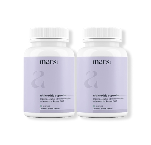 [BRSREZYBDINWMHY2] Mars Nitric Oxide Capsules with L-Arginine & L-Citrulline, Pre Workout Nitric Oxide Supplement for Men, Blood Flow & Circulation Support, Pack of 2