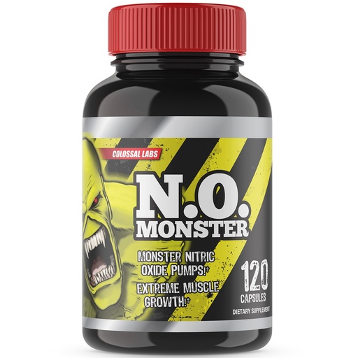[BRSWIYQHAQDAGFY7] N.O. Monster Nitric Oxide Booster with L-Arginine – Extreme Pumps for Strength, Muscle Growth, Pre-Workout Support – Boost Energy, Stamina & Endurance – 120 Capsules, Made in the USA