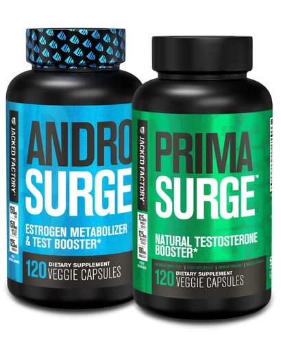 [BRSROBQ5CUJRQETA] Jacked Factory Testosterone Booster for Men | Estrogen Blocker with Tongkat Ali - Androsurge Anti-Estrogen + Primasurge Natural Test Booster - for Muscle Growth, Vitality, Energy, 60 Day Supply
