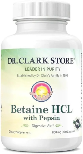 [BRSWIHTYCF5GIEA5] Dr. Clark Betaine HCL suplementari amb Pepsi, 800mg, 100 Vilslatin