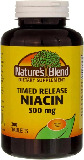 [BRSWIZQCCQHBGH3O] Nature's Blend Niacin Timed Release 500 mg 500 mg 300 Tabs