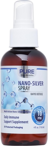 [BRSRMCQDOIFBY235] Pure Nano Silver Spray 4oz | 10 PPM Daily Immune Support Supplement | Easily Absorbed Colloidal Nano Silver Spray | Probiotic-Friendly Silver Solution