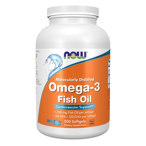 [BRSWIYADOMBBOCY5] NOW Foods Supplements, Omega-3 180 EPA / 120 DHA, Molecularly Distilled, Cardiovascular Support*, 500 Softgels
