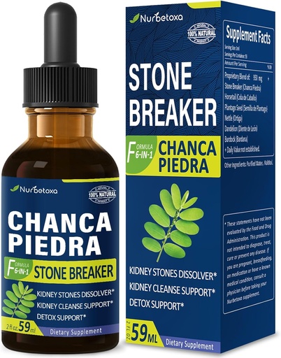 [BRSRAFIOOAPQM33V] Chanca Piedra Stone Breaker Extract Drops for Kidney Stones Dissolver, Kidney Cleanse Detox & Repair Supplement w/Horsetail Dandelion. Chanca Piedra para Los Riñones. 2oz