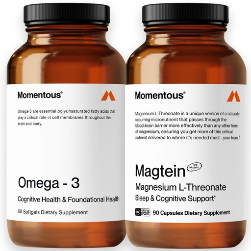 [BRSRACY6BYNGK3DX] Momentous Omega-3 Fish Oil 1,600mg & Magtein Magnesium L-Threonate 145mg - Daily Omega-3 Supplement for EPA & DHA & Magnesium Threonate Supplement for Cognitive Function, Rest, & Joint Health Support