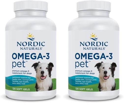 [BRSRGFIFBN6WAAD3] Nordic Naturals Omega-3 Pet, Unflavored - 120 Soft Gels - 330 mg Omega-3 Per Soft Gel - Fish Oil for Dogs with EPA & DHA - Promotes Heart, Skin, Coat, & Immune Health (Pack of 2)