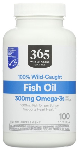 [BRSRAAIEOIJWMYD6] 365 By Whole Foods Market Fish Omega Full Size 1000Mg, 100 Count