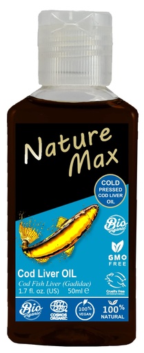 [BRSRMHANDF5GO3I4] Nature Max Cod Liver Blubber Oil Natural Undiluted Pure For Hair & Skin Care & Food Cold Pressed Premium (1Pack = 1.70 oz / 50 ml) زيت كبد الحوت